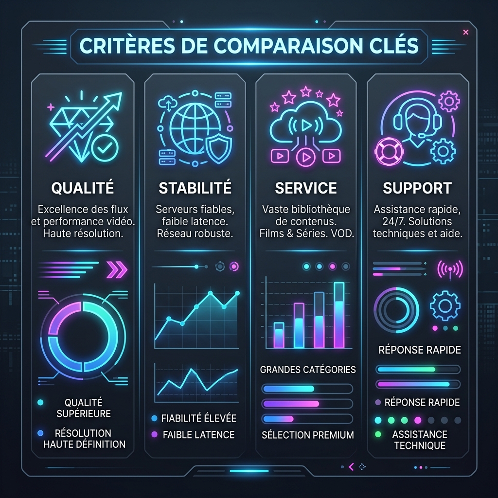 Critères clés de comparaison de services IPTV